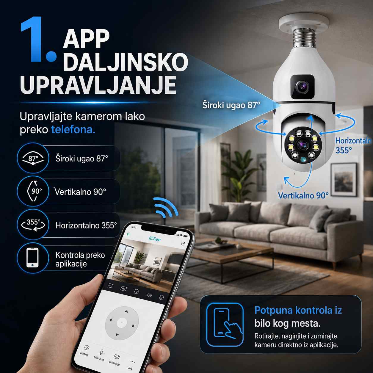 Dupla WiFi IP Kamera Sijalica