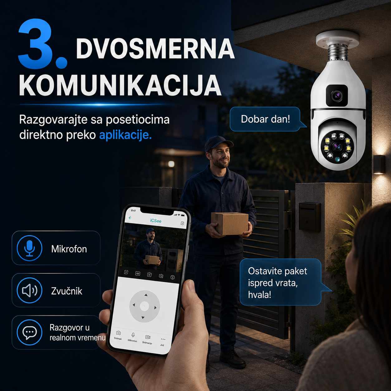 Dupla WiFi IP Kamera Sijalica