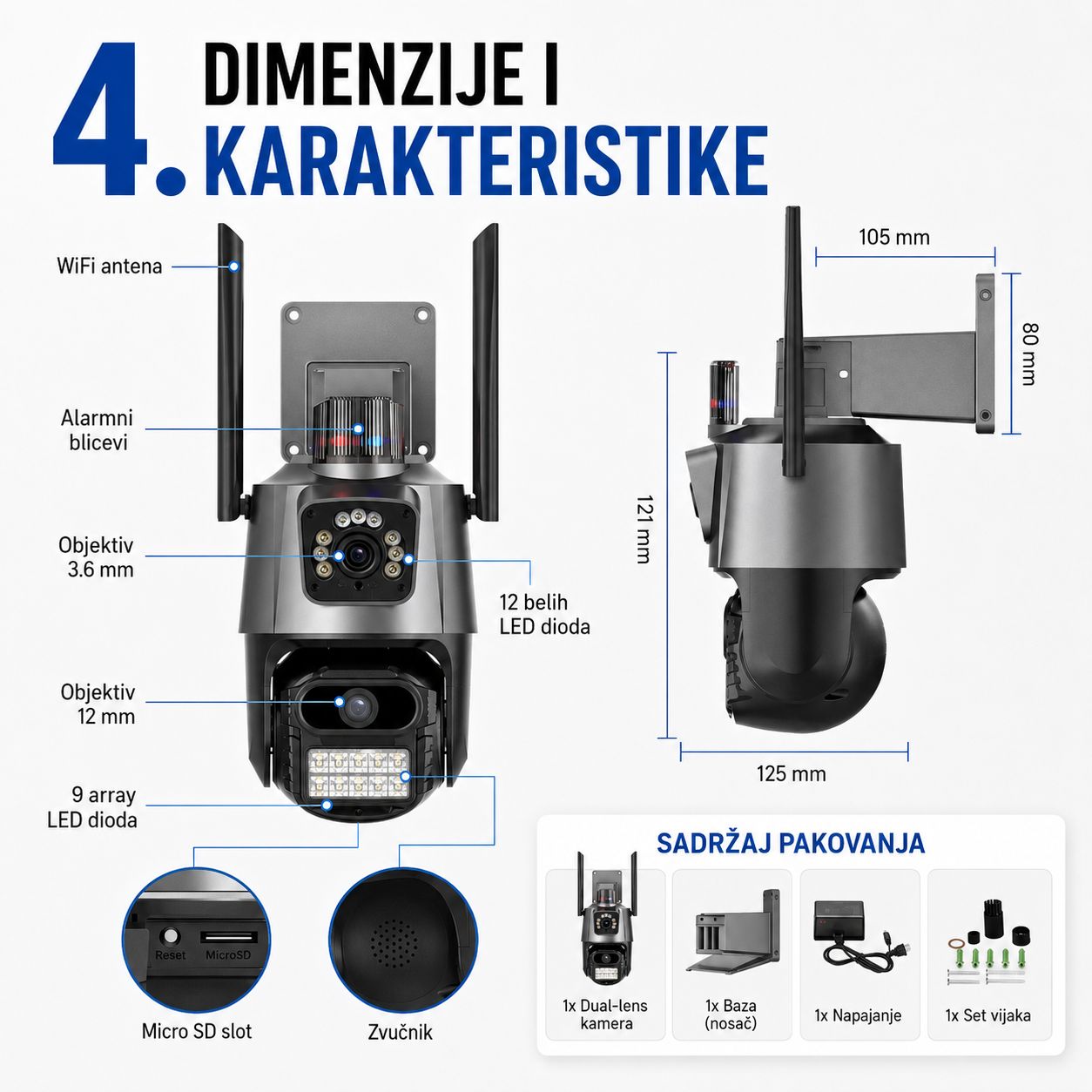 Rotirajuća WiFi Kamera - P11 iCSee Dual