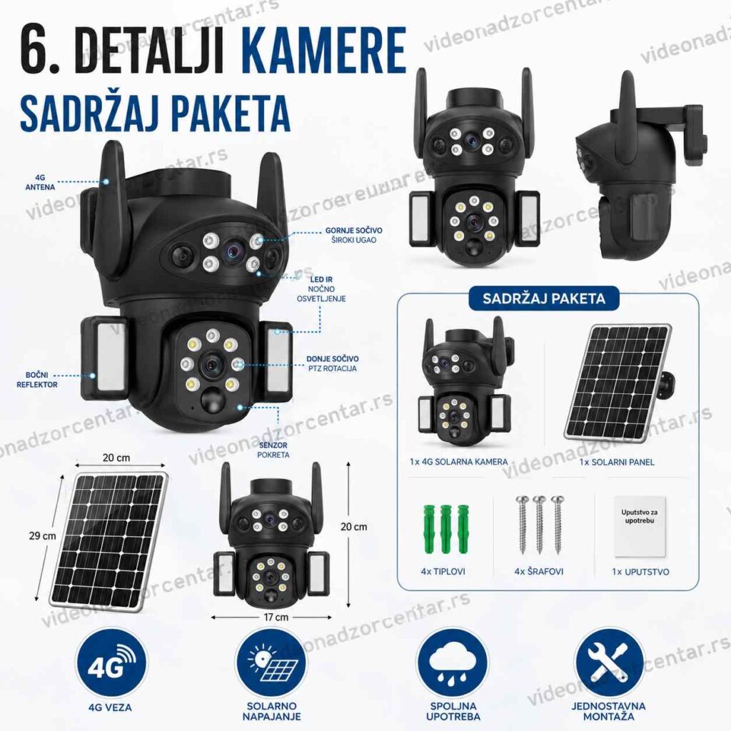 X7 Trostruka Solarna 4G Kamera